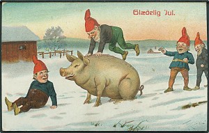 Nisser i leg med gris